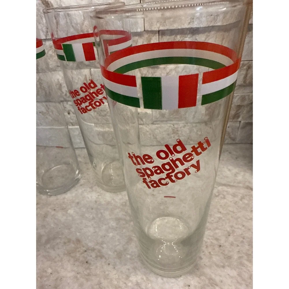 Old Spaghetti‎ Factory Glasses Set 4 Italian Stripe Tumblers 12 Oz 7